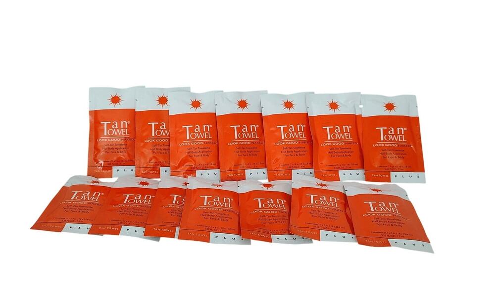 Tan Towel Plus Self-Tanning Towelette Face & Body 14 pack Half Body Application